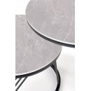 Комплект HALMAR FLAMINGO (2 стола журнальных) серый мрамор/черный, 60/40 и 80/46